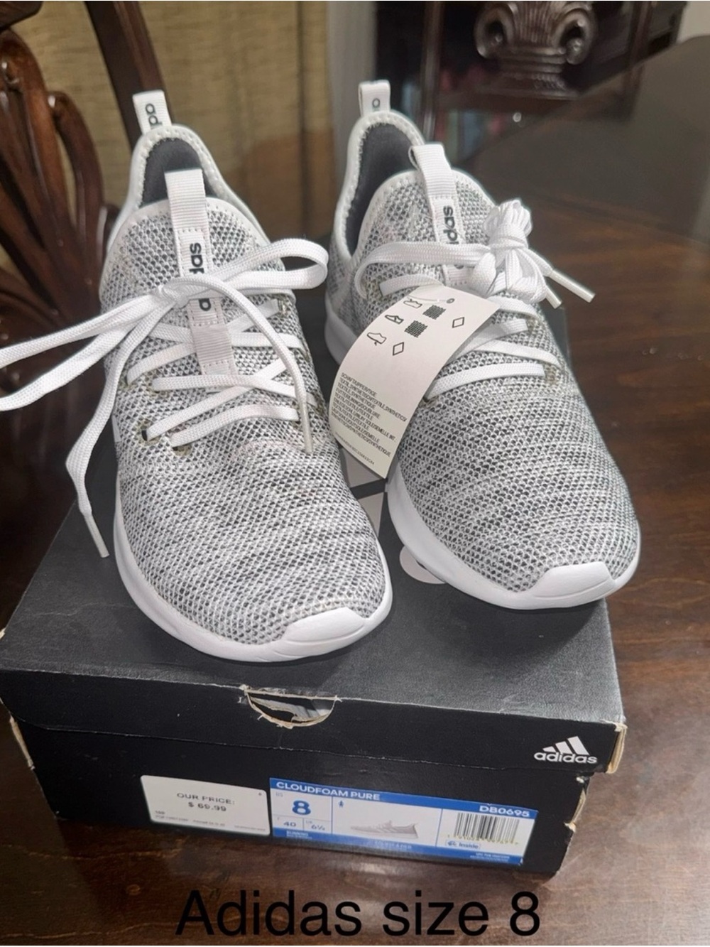 adidas Women Cloudfoam Knit Sneakers - Grey & White